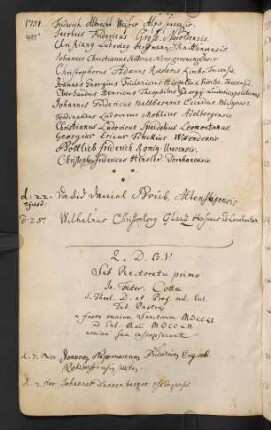 Winterhalbjahr 1751/1752. Rektorat Johann Friedrich Cotta