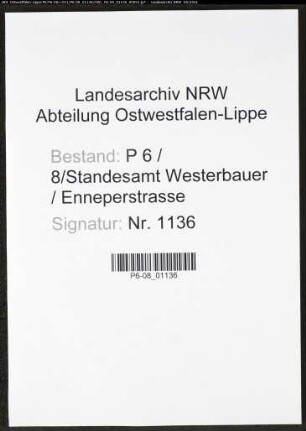 Heiratsregister Standesamt Hagen-Westerbauer