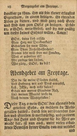 Abendgebet am Freytage