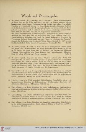 Wand- und Orientteppiche (Nr. 155-174)