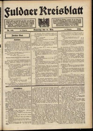 Zweite Ausgabe vom Samstag, den 11. Mai 1912.