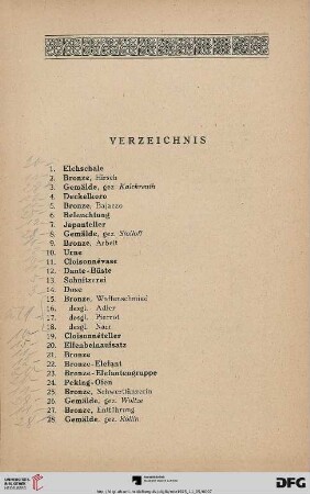 Verzeichnis (Nr. 1-398)