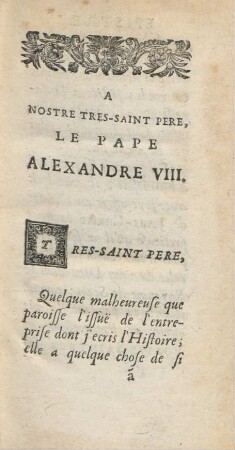 A Nostre Tres-Saint Pere, Le Pape Alexandre VIII.