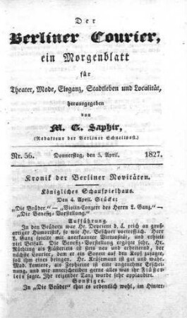 Nr. 56, Donnerstag, den 5. April 1827