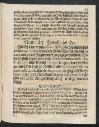 Num: 23. Bericht. fol. 20.
