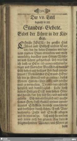 Der VII. Titel begreifft in sich Standes-Gebete
