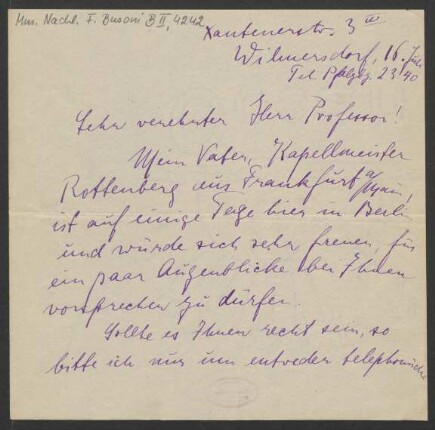 Brief an Ferruccio Busoni : 16.07.1922