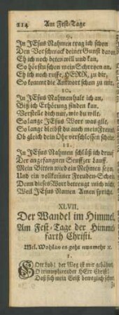 XLVII. Der Wandel im Himmel. Am Fest-Tage der Himmelfarth Christi