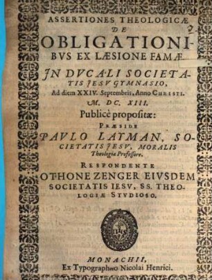 Assertiones theol. de obligationibus ex laesione famae