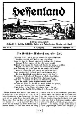 Nr. 17/18, September-Doppelheft 1917