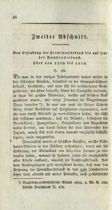 Zweiter Abschnitt. Von Erfindung der Formschneidekunst bis auf jene der Buchdruckerkunst. Oder von 1300 bis 1440