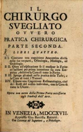 Il Chirurgo : owero practica chirurgica