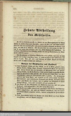 Zehnte Abtheilung : Von Mehlspeisen