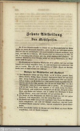 Zehnte Abtheilung : Von Mehlspeisen