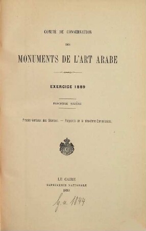 Exercice. 1889 (1890) = Fasc. 6