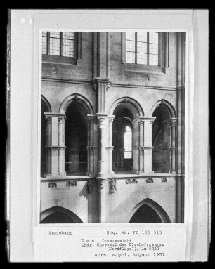 Magdeburg, Dom St. Mauritius und St. Katharina, Innenaufnahme, Chor : Chorwand des Bischofsganges (Nordflügel), um 1230