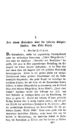 Aus einem Gutachten über die höheren Bürgerschulen. Von Otto Schulz