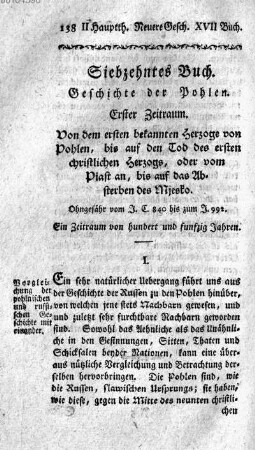 Siebzehntes Buch. Geschichte der Pohlen