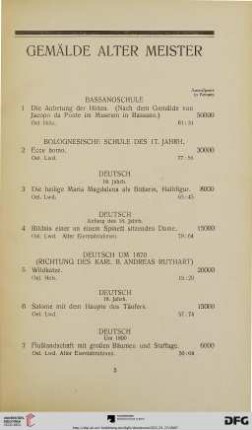 Gemälde alter Meister (Nr. 1-67)