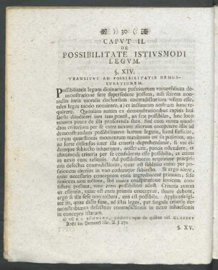 Caput II. De Possibilitate Istiusmodi Legum
