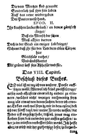Das VIII. Capitel. Beschluß dieses Buches