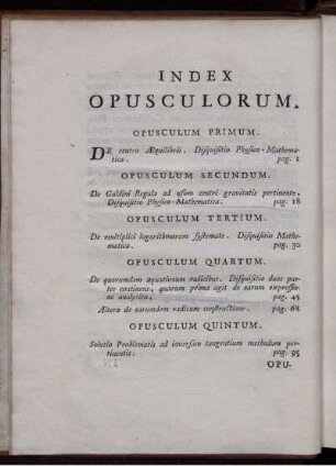 Index Opusculorum.