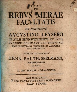 De rebus merae facultatis