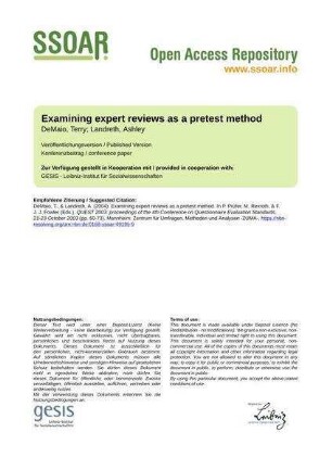 Examining expert reviews as a pretest method