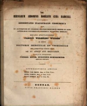 De herniarum abdominis mobilium cura radicali : diss. inaug. chir. ; cum 2 tab. aen.