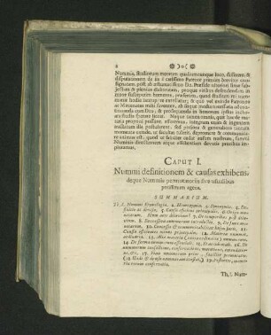 Caput I. Nummi definitionem &causas exhibens