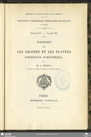 Rapport sur les graines et les plantes d'essences forestières
