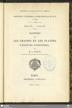 Rapport sur les graines et les plantes d'essences forestières