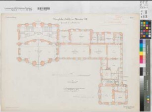 Münster (Münster) Schloß (Oberpräsidialflügel) Inventarienzeichnung Blatt 3 Grundriß 1. Stockwerk mit Leitungsanlagen 1901 1 : 100 55 x 78 Lithographie: Bogdan Gisevius, Berlin KSM Nr. 1539,7