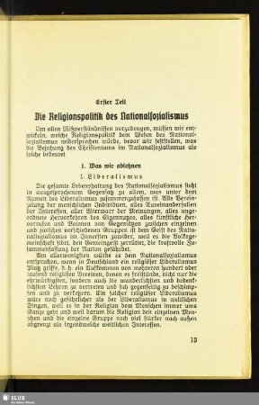 Erster Teil: Die Religionspolitik des Nationalsozialismus