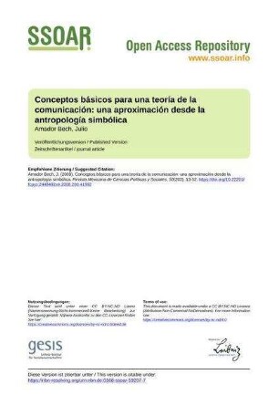 Conceptos básicos para una teoría de la comunicación: una aproximación desde la antropología simbólica