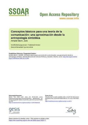 Conceptos básicos para una teoría de la comunicación: una aproximación desde la antropología simbólica