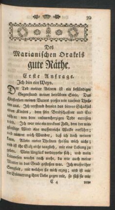 Des Marianischen Orakels gute Räthe