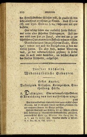 Fünfter Abschnitt. Widernatürliche Geburten.