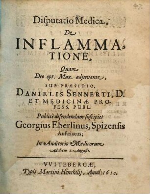 Disputatio Medica, De Inflammatione