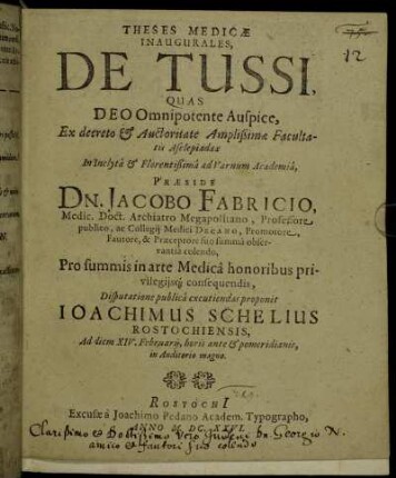 Theses Medicae Inaugurales, De Tussi