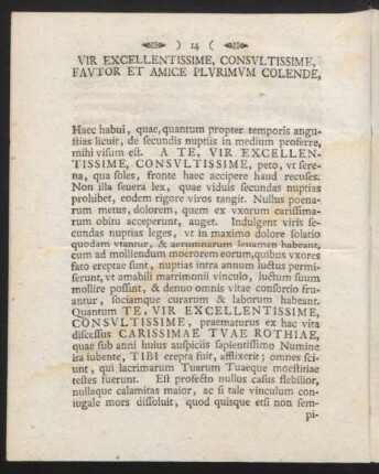 Vir Excellentissime, Consultissime, Fautor Et Amice Plurimum Colende, ...