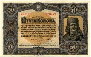 Geldschein, 50 Korona, 1.1.1920