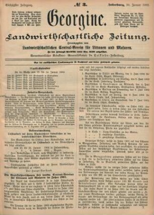 Siebzigster Jahrgang. No. 3. Insterburg, 16. Januar 1902.