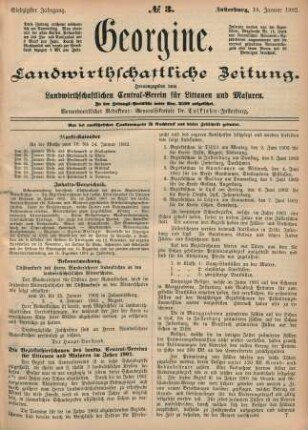 Siebzigster Jahrgang. No. 3. Insterburg, 16. Januar 1902.