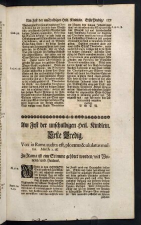 127-136, Am Fest der unschuldigen Heiligen Kindlein