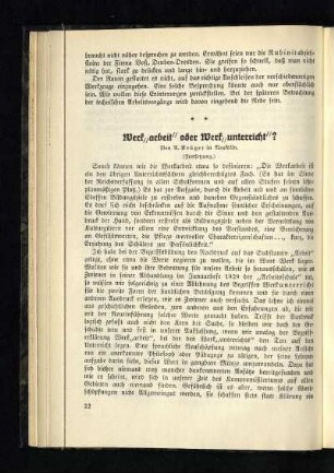 Werk"arbeit" oder Werk"unterricht" : (Fortsetzung)