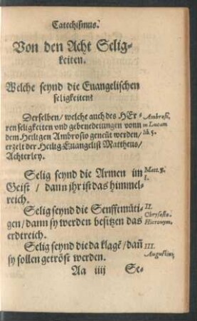 Von den Achte Seligkeiten.