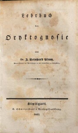 Lehrbuch der Oryktognosie