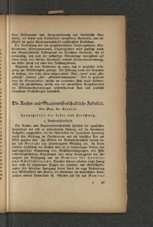 Die Rechts- und Staatswisschenschaftliche Fakultät.