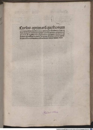 Cursus optimarum quaestionum cum textualibus expositionibus novae logicae Aristotelis